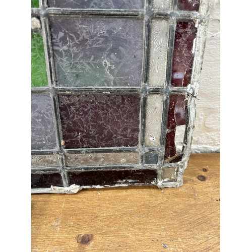 539 - Five 1930s stained and leaded glass windows - approx. 39cm square