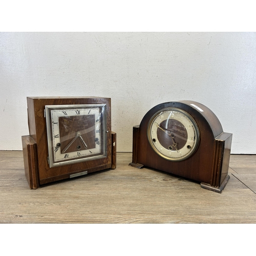 554 - Two mid 20th century Westminster chime mantel clocks, one Andrew and one other