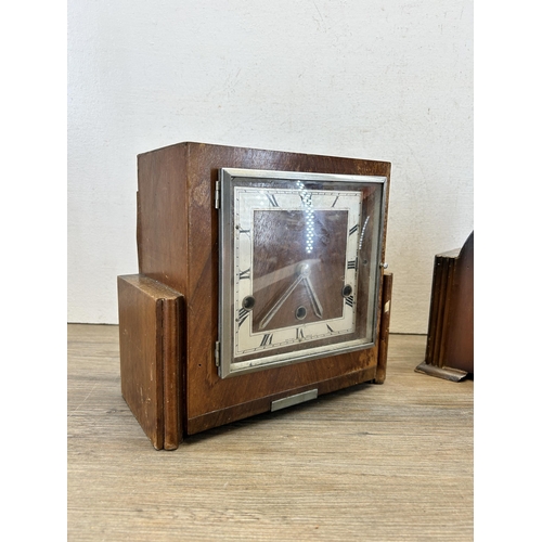 554 - Two mid 20th century Westminster chime mantel clocks, one Andrew and one other