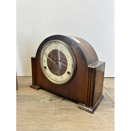 554 - Two mid 20th century Westminster chime mantel clocks, one Andrew and one other