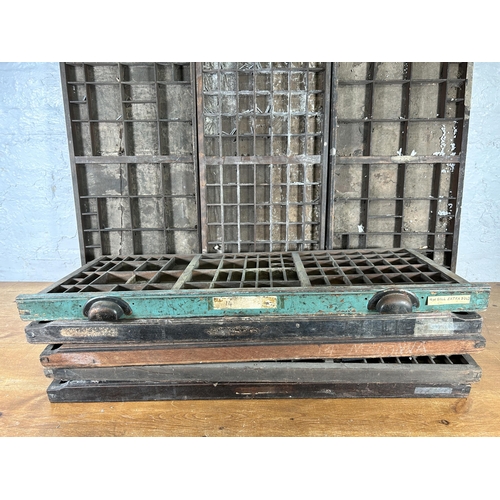 590 - Eight early/mid 20th century printer's trays - approx. 83cm long