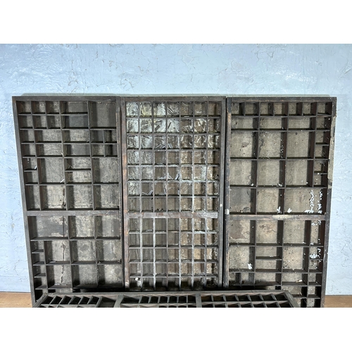 590 - Eight early/mid 20th century printer's trays - approx. 83cm long