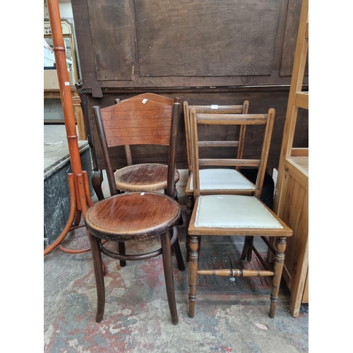 75 - Four early 20th century occasional chairs, two Edwardian beech and two Fischel bentwood