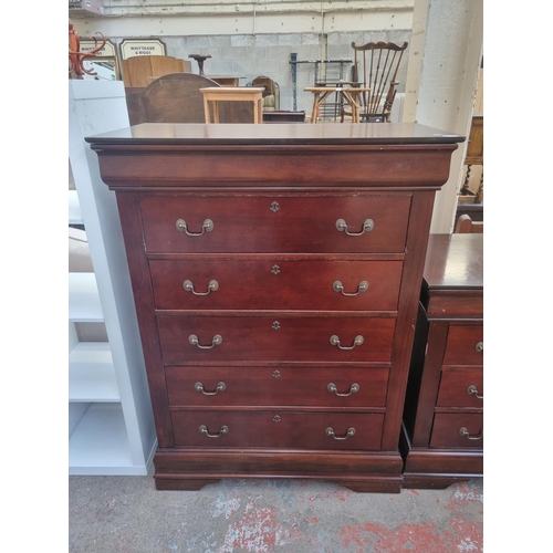 99 - A Georgian style mahogany chest of five drawers - approx. 136cm high x 101cm wide x 50cm deep