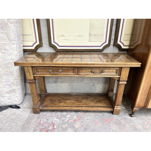 13 - A Barker and Stonehouse mango wood two drawer console table - approx. 80cm high x 145cm wide x 49cm ... 