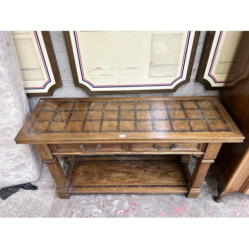 A Barker and Stonehouse mango wood two drawer console table