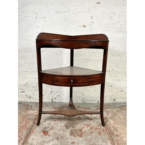 2 - A Georgian inlaid mahogany corner wash stand - approx. 89cm high x 62cm wide x 44cm deep