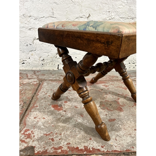 29 - A Victorian mahogany X frame stool - approx. 40cm high x 41.5cm wide x 39cm deep