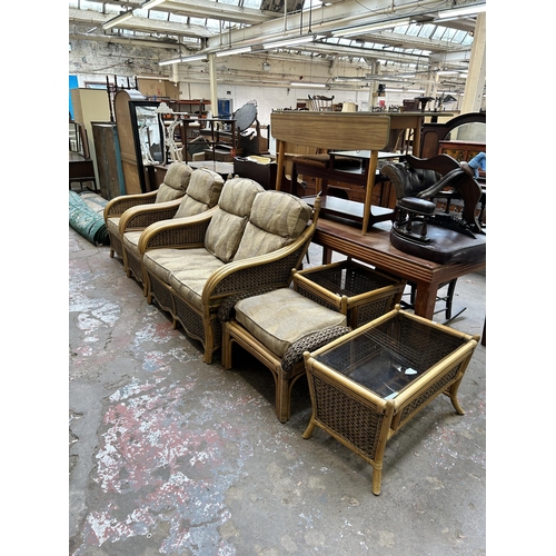 9 - A wicker and bamboo six piece conservatory suite