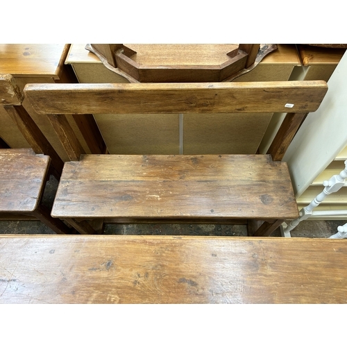 4 - A 19th century fruitwood school desk and chair - approx. 81cm high x 91 wide x 87cm deep