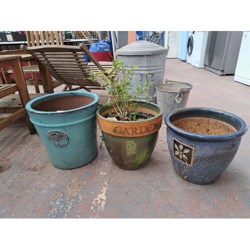 814 - Three glazed terracotta planters, two Heritage Garden Pottery and one other