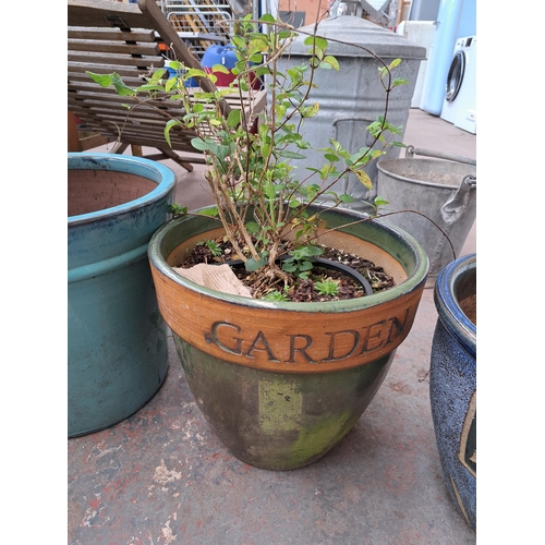 814 - Three glazed terracotta planters, two Heritage Garden Pottery and one other