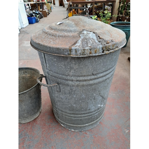 815 - Two galvanised items, one bucket and one bin