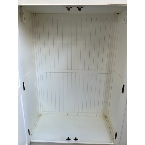 18 - A modern white painted double wardrobe possibly by Laura Ashley - approx. 193cm high x 112 wide x 59... 