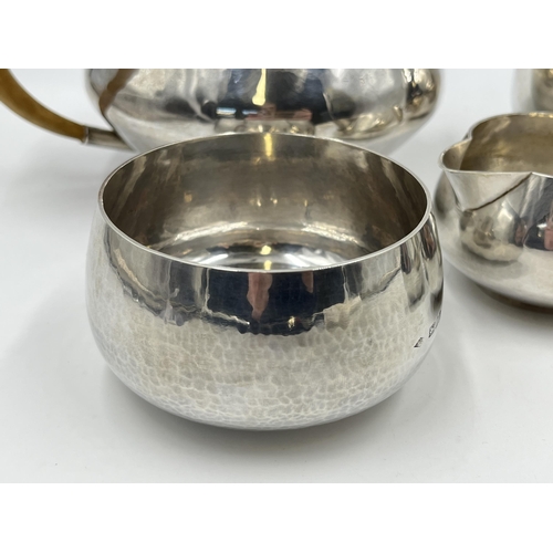 2300 - A Philip Lowery (Son-in-law and pupil of Dunstan Pruden) hallmarked London silver five piece tea set... 