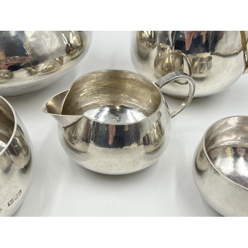 2300 - A Philip Lowery (Son-in-law and pupil of Dunstan Pruden) hallmarked London silver five piece tea set... 