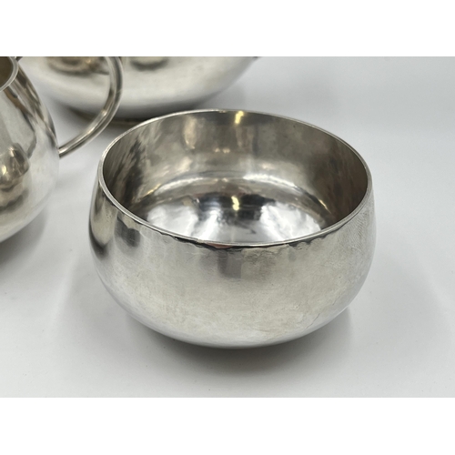 2300 - A Philip Lowery (Son-in-law and pupil of Dunstan Pruden) hallmarked London silver five piece tea set... 