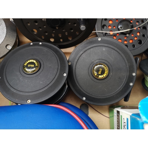 746 - A collection of fly fishing reels to include pair of Shakespeare Graflite 2755, Shakespeare Super Co... 