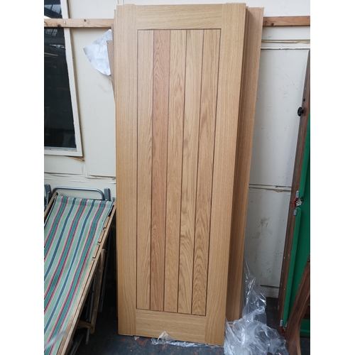 750 - Four fire doors to include Howdens four panel glazed oak etc.