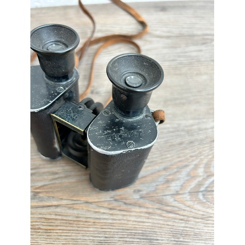 601A - Two items, one pair of G. P. Goerz Trieder binocle 9 x WWI German issued binoculars and one pair of ... 