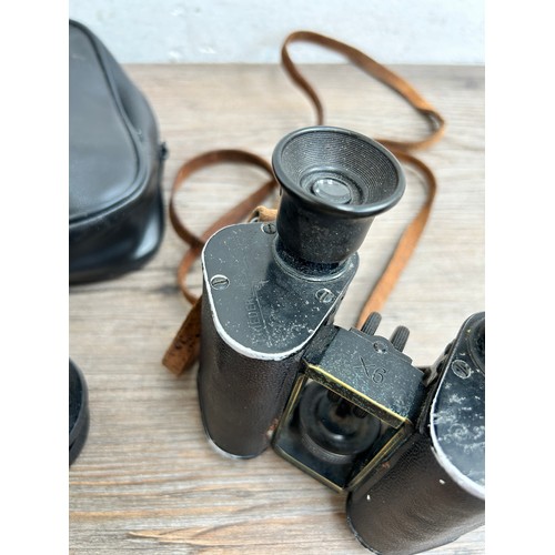 601A - Two items, one pair of G. P. Goerz Trieder binocle 9 x WWI German issued binoculars and one pair of ... 