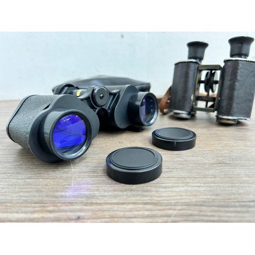 601A - Two items, one pair of G. P. Goerz Trieder binocle 9 x WWI German issued binoculars and one pair of ... 