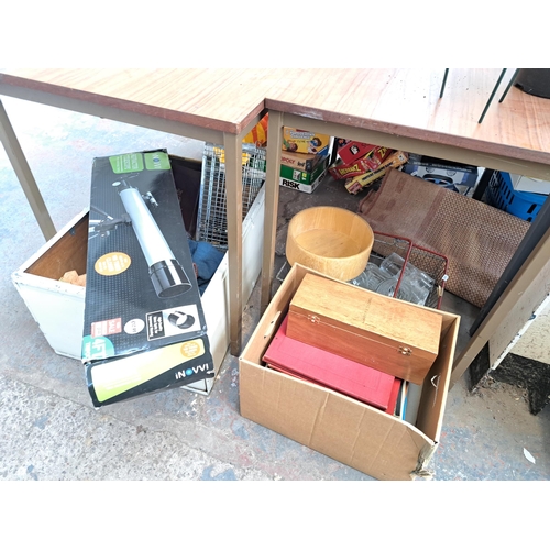 825 - A large collection of house clearance items to include Crosley record player, mid 20th century child... 