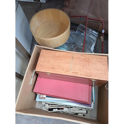 825 - A large collection of house clearance items to include Crosley record player, mid 20th century child... 