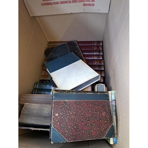 828 - Two boxes containing a large collection of 19th century and later hardback books etc.