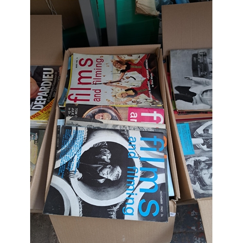 849 - Five boxes containing a large collection of vintage and later film related collector's magazines to ... 