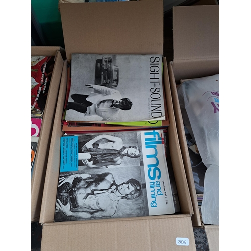 849 - Five boxes containing a large collection of vintage and later film related collector's magazines to ... 