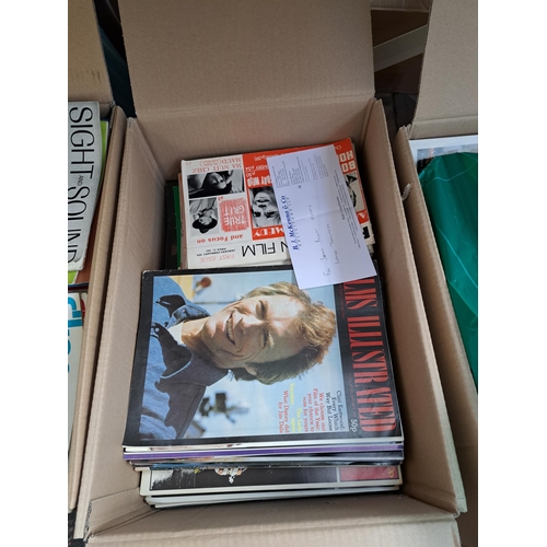 849 - Five boxes containing a large collection of vintage and later film related collector's magazines to ... 