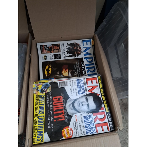 849 - Five boxes containing a large collection of vintage and later film related collector's magazines to ... 