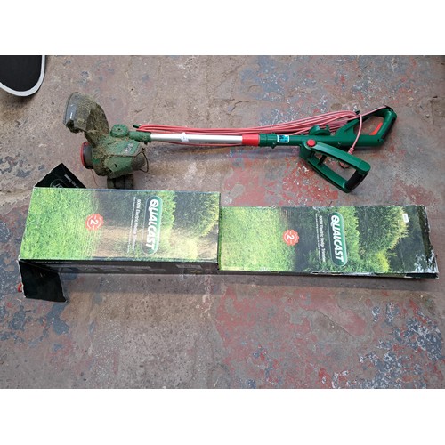 778 - Two Qualcast 240v garden tools, one boxed hedge trimmer and one strimmer