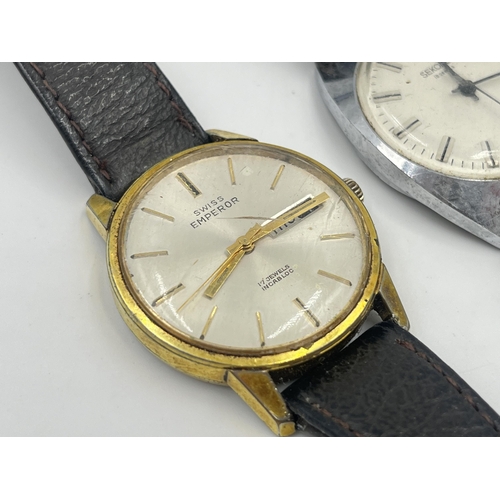 2296 - Two vintage mechanical men's wristwatches, one Sekonda and one Swiss Emperor