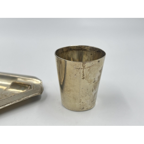 2305 - Two pieces of silver, one Wang Hing Chinese export silver shot cup - approx. 4cm high and one hallma... 