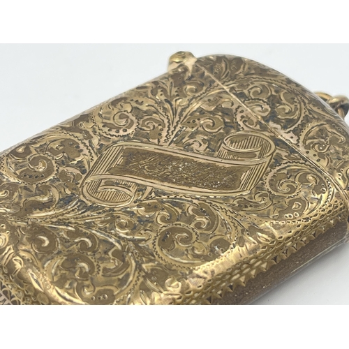 2307 - A Victorian William Neale hallmarked Birmingham silver foliate etched vesta case, dated 1893 - appro... 