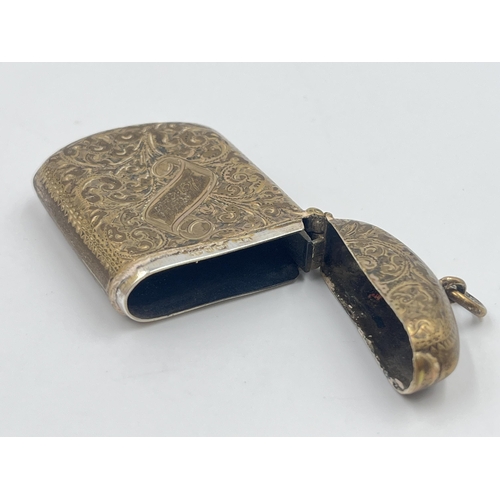 2307 - A Victorian William Neale hallmarked Birmingham silver foliate etched vesta case, dated 1893 - appro... 