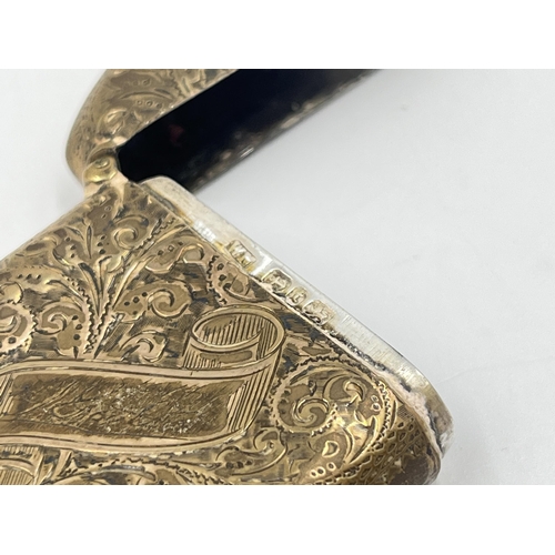 2307 - A Victorian William Neale hallmarked Birmingham silver foliate etched vesta case, dated 1893 - appro... 