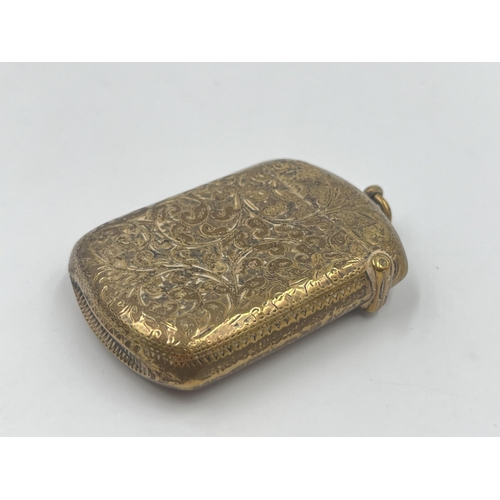 2307 - A Victorian William Neale hallmarked Birmingham silver foliate etched vesta case, dated 1893 - appro... 