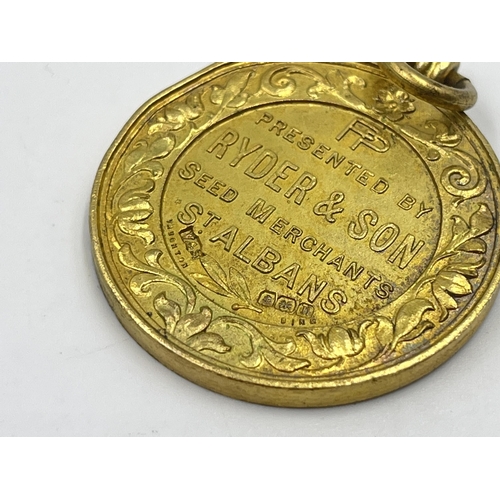 2311 - A boxed Ryder & Son Seed Merchants St. Albans hallmarked sterling silver fob - approx. gross weight ... 