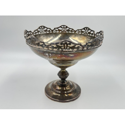 2313 - A hallmarked London solid silver pierced circular pedestal dish, dated 1923 - approx. gross weight 4... 