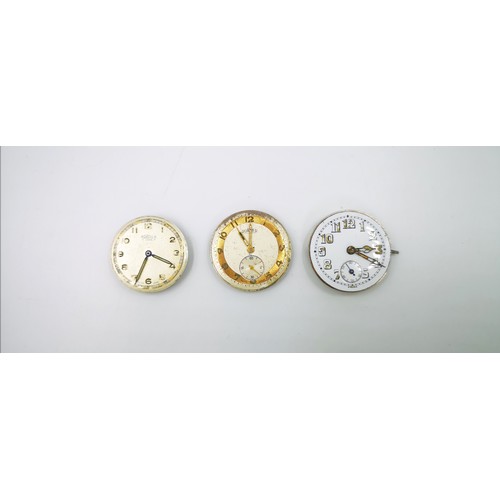 2299 - Three early/mid 20th century Swiss made mechanical wristwatch movements and dials, two Roamer and on... 