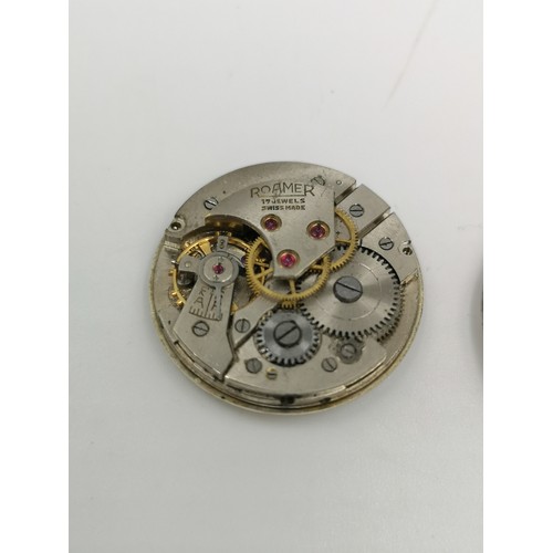 2299 - Three early/mid 20th century Swiss made mechanical wristwatch movements and dials, two Roamer and on... 