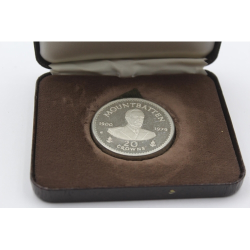 2286 - A boxed 1980 Turks & Caicos Mountbatten .500 silver proof crown coin - approx. gross weight 60g