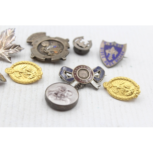 2292 - Nine hallmarked .925 silver pin badges - approx. gross weight 56g