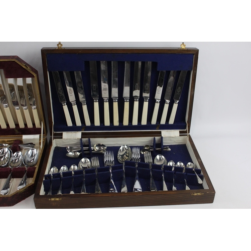 390C - Two boxed silver plated and ivorine cutlery sets, one forty piece and one fifty piece