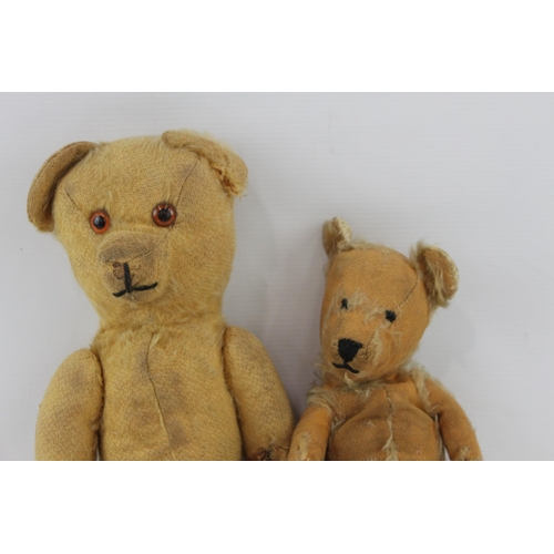 414 - Two vintage yellow mohair jointed teddy bears