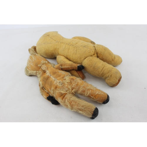 414 - Two vintage yellow mohair jointed teddy bears