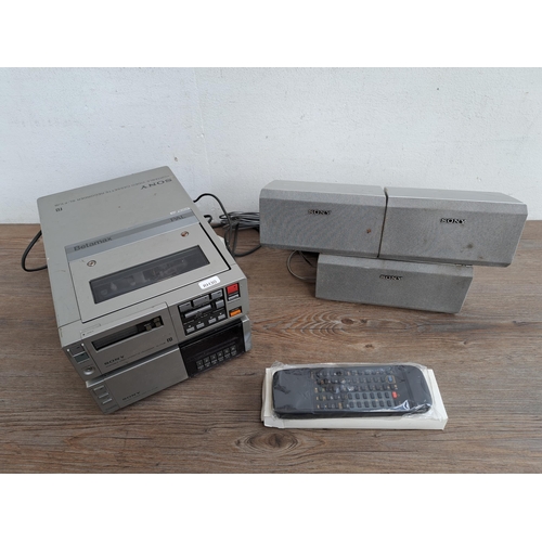 651 - Three items, one two piece Sony F1UB portable Betamax machine comprising SL video cassette recorder ... 